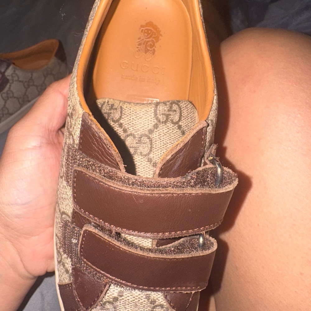 Gucci Beige and Brown Velcro Sneakers